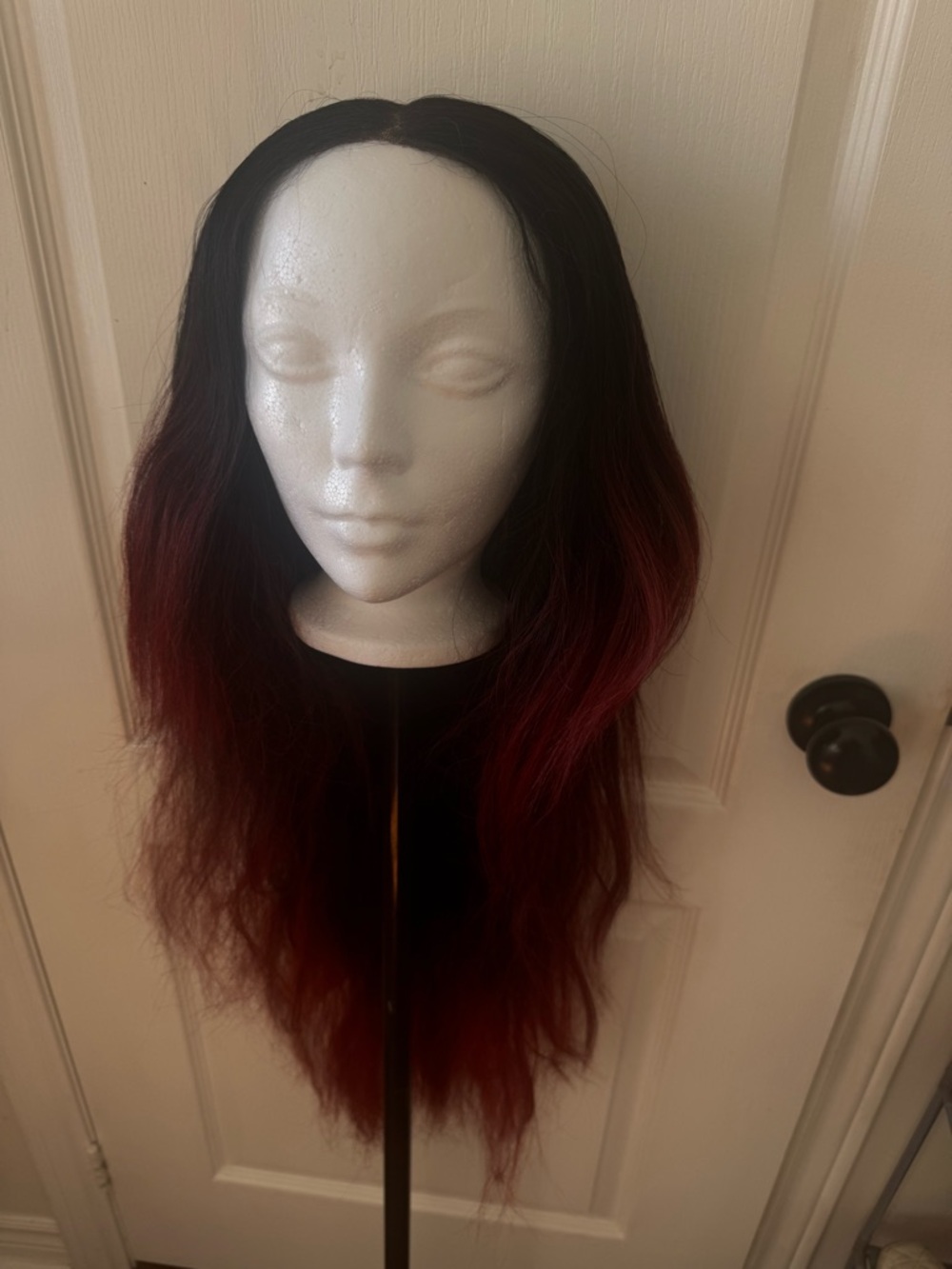 Black to Burgundy Ombre Wig | Long Straight | Lace Part